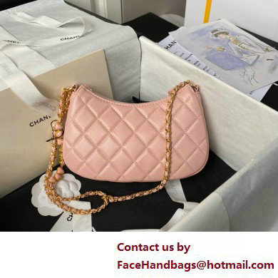 Chanel Shiny Crumpled Calfskin, Resin  &  Gold-Tone Metal Clutch with Chain Bag AP3786 Pink 2025